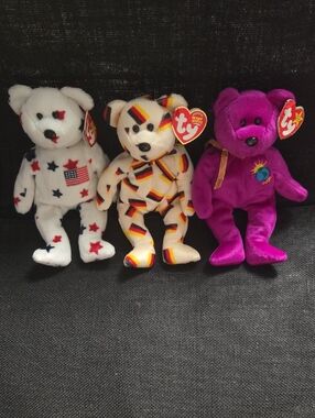 TY Beanie Babies International Bears Lot (USA, Germany, Millennium) – With Tags